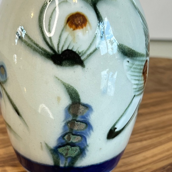 Mexican Art Pottery Vase with Floral Design Tonala Style 4.5” - Picture 8 of 12